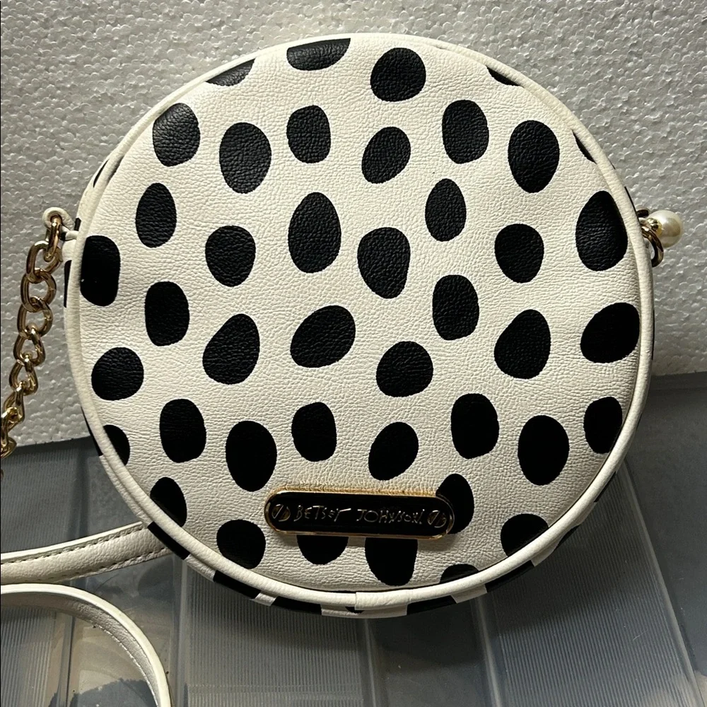 Betsey Johnson Pearl Smile Polka Dot‎ Crossbody White Black Neon Yellow